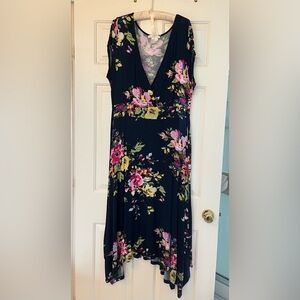 Floral faux wrap top dress